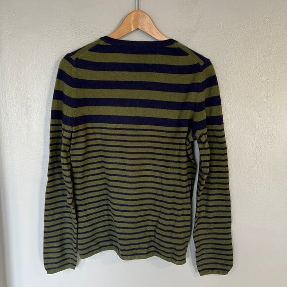 Lord & Taylor 100% Cashmere Pullover Striped Sweater Women's Size L Green Blue - Picture 2 of 11